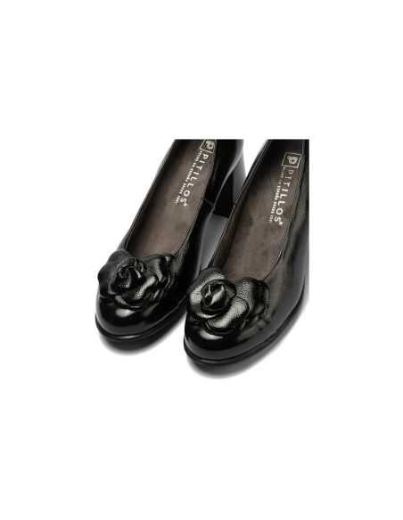 Pitillos - 11657 - NEGRO - Salón combinado charol bicolor con moña flor Negro - 4