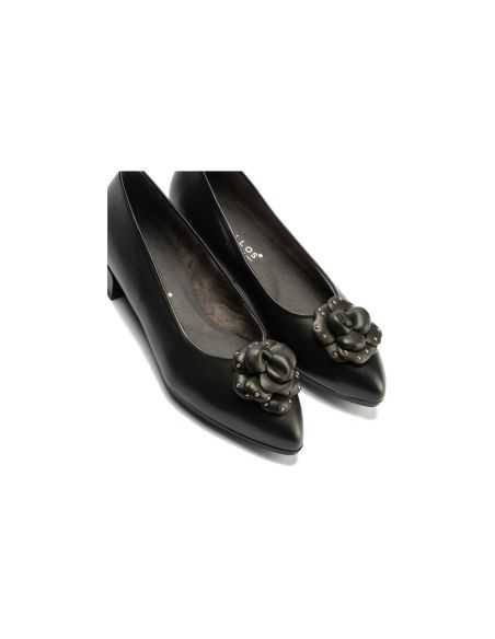 Pitillos - 11673 - NEGRO - Salón en napa con moña flor Negro - 4
