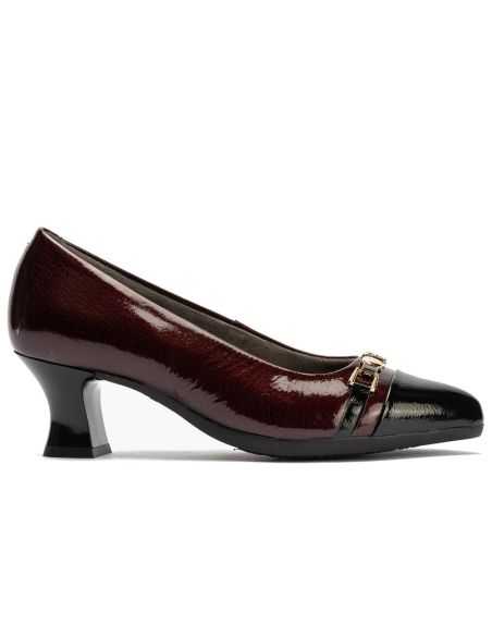 Pitillos - 11682 - NEGRO/BURDEOS - Salón puntera con adorno combinado charol Negro-Burdeos - 1