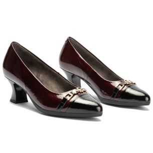 Pitillos - 11682 - NEGRO/BURDEOS - Salón puntera con adorno combinado charol Negro-Burdeos - 1 2