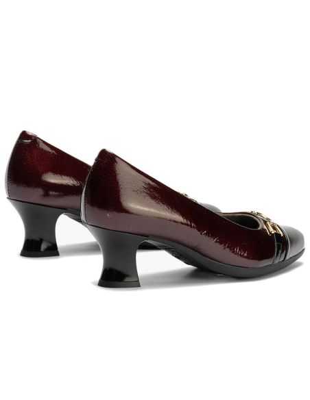 Pitillos - 11682 - NEGRO/BURDEOS - Salón puntera con adorno combinado charol Negro-Burdeos - 3