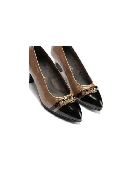 Pitillos - 11682 - NEGRO/TOPO - Salón puntera con adorno combinado charol Negro-Topo - 4
