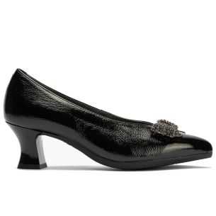 Pitillos - 11686 - NEGRO - Salón pico en charol con detalle lazo Negro - 1
