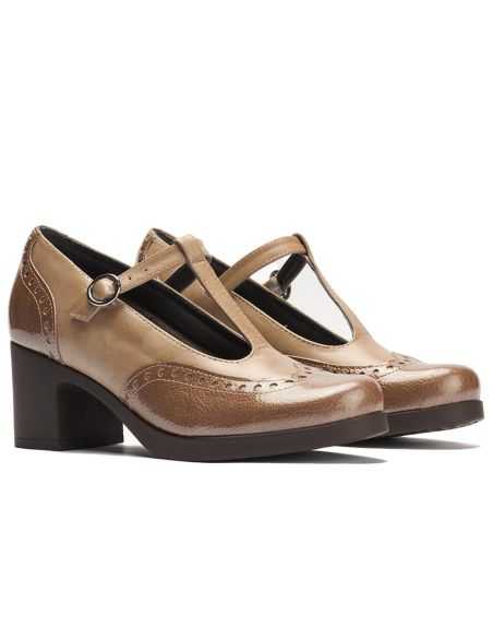 Pitillos - 30501 - TOPO - Gilda picados combinada en charol con napa Topo - 2