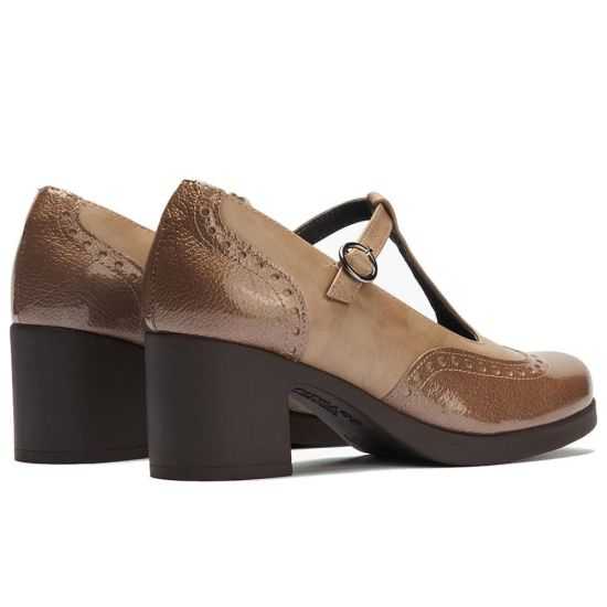 Pitillos - 30501 - TOPO - Gilda picados combinada en charol con napa Topo - 3
