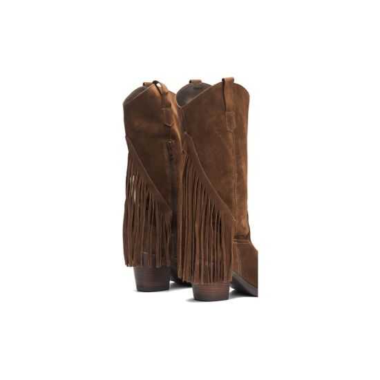 Pitillos - 30520 - MARRON - Bota Alta con Flecos en Serraje Marrón - 4