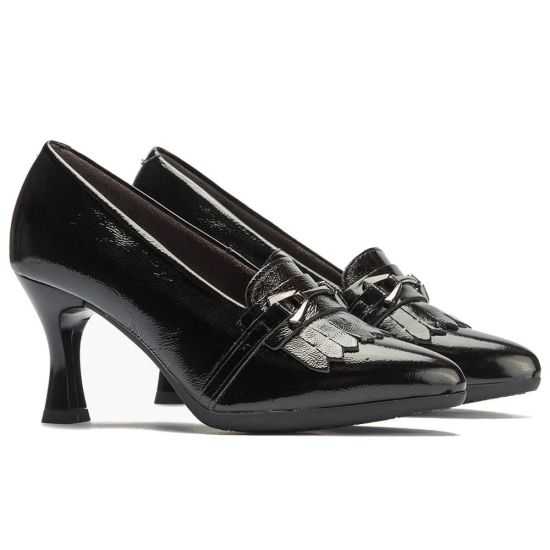 Pitillos - 30532 - NEGRO - Salón flecos combinado charol con detalle adorno Negro - 2