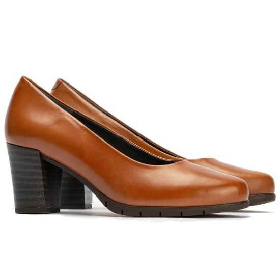 Pitillos - 100 - CUERO - Zapato de Salón Mujer Tacón Alto con Tapas Marrón Claro - 2
