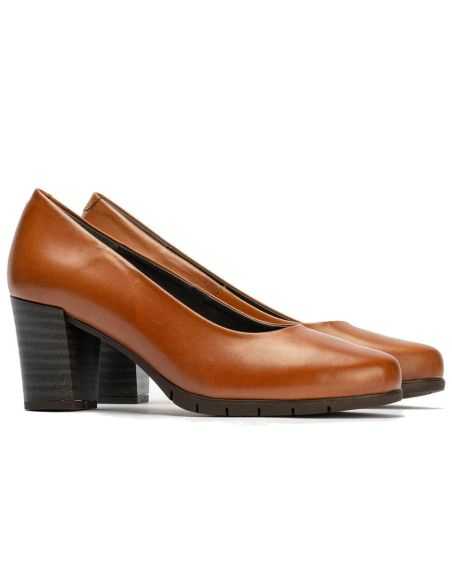 Pitillos - 100 - CUERO - Zapato de Salón Mujer Tacón Alto con Tapas Marrón Claro - 2