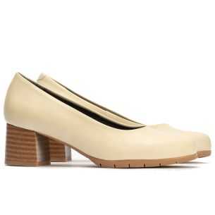 Pitillos - 101 - CREMA - Zapato de Salón Mujer Tacón Medio con Tapas Beige - 1 2