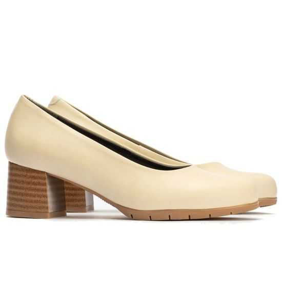 Pitillos - 101 - CREMA - Zapato de Salón Mujer Tacón Medio con Tapas Beige - 2