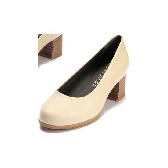 Pitillos - 101 - CREMA - Zapato de Salón Mujer Tacón Medio con Tapas Beige - 5