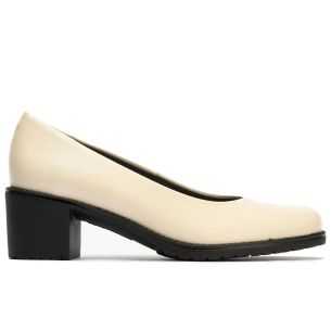 Pitillos - 104 - CREMA - Zapato de Salón Clásico Tacón Medio Beige - 1