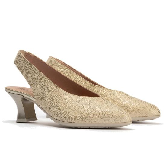 Pitillos - 11180 - ORO - Zapato salón destalonado con tacón medio