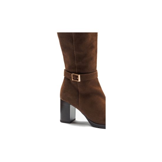 Pitillos - 30542 - MARRON - Bota Alta en Serraje Marrón - 5