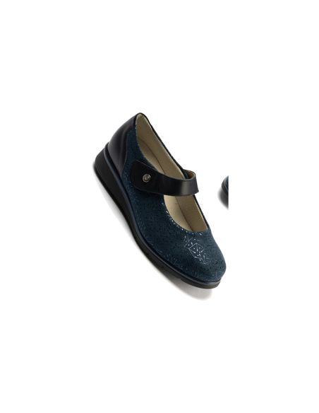 Pitillos - 11032 - MARINO - 11032 - MARINO - Zapato mercedes ancho especial en piel napa y lycra