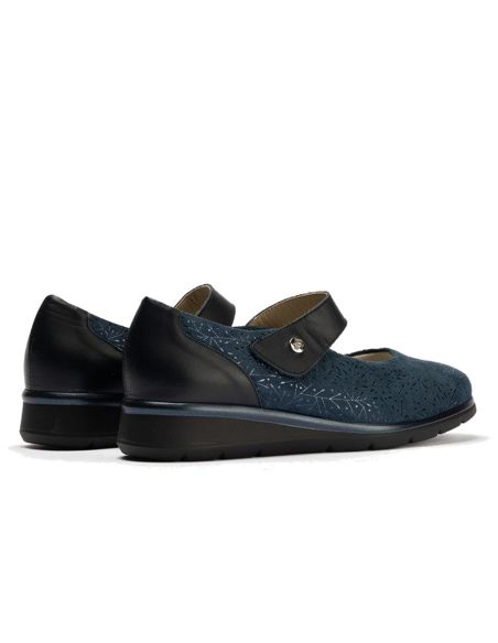 Pitillos - 11032 - MARINO - 11032 - MARINO - Zapato mercedes ancho especial en piel napa y lycra