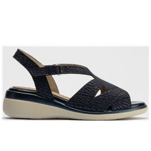 Pitillos - 10341 - MARINO - 10341 - MARINO - Sandalia asimétrica con velcro en piel grabada fantasía AZUL - 1