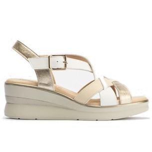Pitillos - 10360 - BLANCO - 10360 - BLANCO - Sandalia plataforma mujer tiras cruzadas con hebilla en piel combinada BLANCO - 1