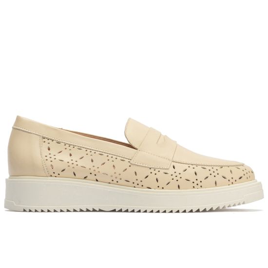Pitillos - 10382 - CREMA - 10382 - CREMA - Mocasin picados mujer en piel napa CREMA - 1