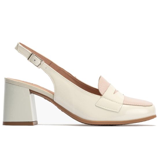 Pitillos - 10491 - GLACIAL-NU - 10491 - GLACIAL-NU - Mocasin talon abierto con tacón mujer con hebilla en piel charol ROSA - 1