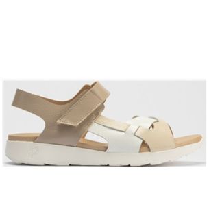 Pitillos - 10554 - CREMA - 10554 - CREMA - Sandalia tricolor mujer con velcro en piel charol CREMA - 1