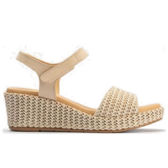 Pitillos - 10561 - NATURAL - 10561 - NATURAL - Sandalia pala mujer con velcro en piel combinada BEIGE - 1