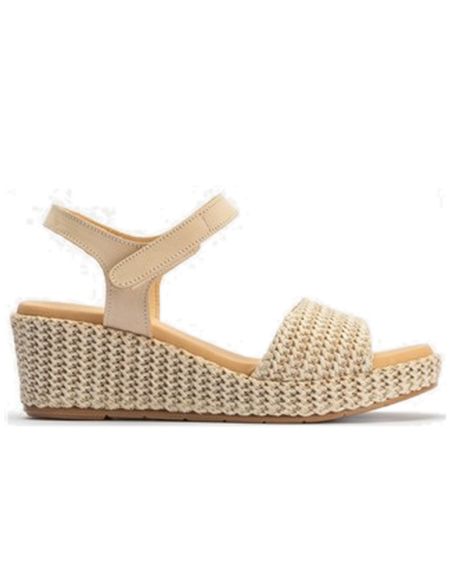 Pitillos - 10561 - NATURAL - 10561 - NATURAL - Sandalia pala mujer con velcro en piel combinada BEIGE - 1