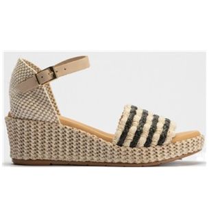 Pitillos - 10563 - NATURAL - 10563 - NATURAL - Sandalia pala con banda bicolor mujer con hebilla en banda algodón BEIGE - 1