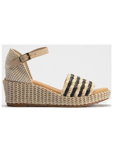 Pitillos - 10563 - NATURAL - 10563 - NATURAL - Sandalia pala con banda bicolor mujer con hebilla en banda algodón BEIGE - 1