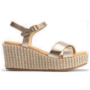 Pitillos - 10572 - ORO - 10572 - ORO - Sandalia pala alta cruzada con hebilla en piel laminado ORO - 1