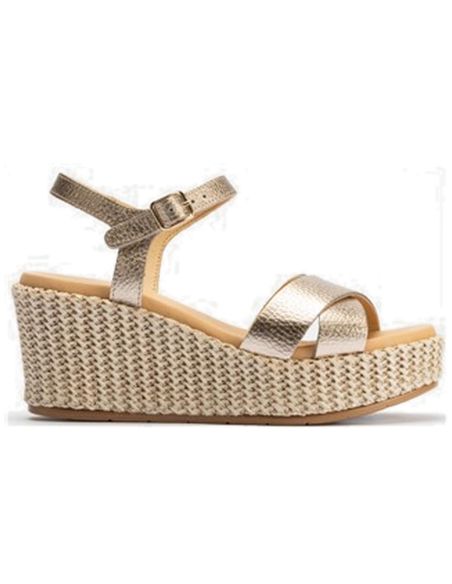 Pitillos - 10572 - ORO - 10572 - ORO - Sandalia pala alta cruzada con hebilla en piel laminado ORO - 1