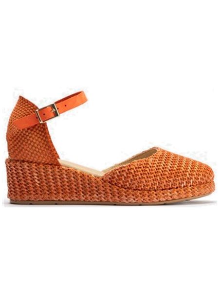 Pitillos - 10620 - NARANJA - 10620 - NARANJA - Valenciana cuña pala mujer con hebilla en rafia NARANJA - 1