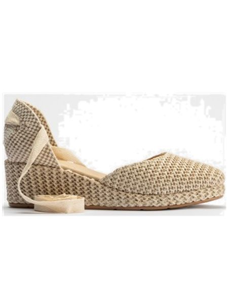 Pitillos - 10622 - NATURAL - 10622 - NATURAL - Valenciana con cuña y pala mujer con cintas en rafia BEIGE - 1