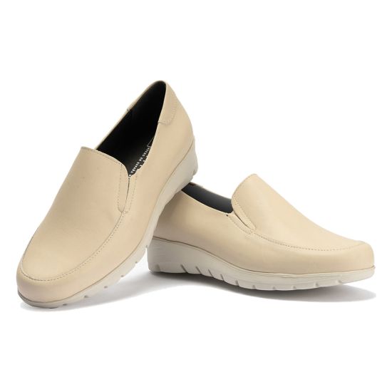 Pitillos - 107 - CREMA - 107 - CREMA - Mocasín Mujer Cuña Baja Beige - 3