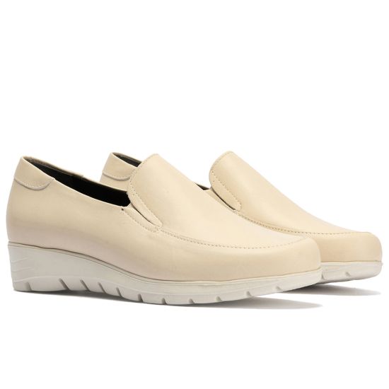 Pitillos - 107 - CREMA - 107 - CREMA - Mocasín Mujer Cuña Baja Beige - 5