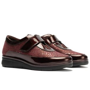Pitillos - 10703 - BURDEOS - 10703 - BURDEOS - Deportivo Velcro en charol con lycra de mujer color burdeos - 1 2