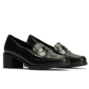 Pitillos - 10740 - NEGRO - 10740 - NEGRO - Mocasín con tacón de mujer color negro - 1 2