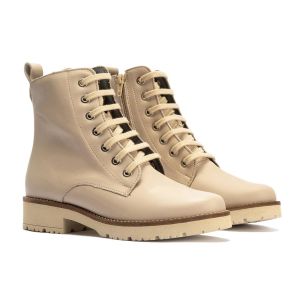 Pitillos - 10779 - PIEDRA - 10779 - PIEDRA - Botín Militar en Napa con cordones de mujer color piedra - 1 2