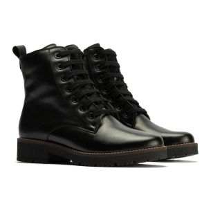 Pitillos - 10779 - NEGRO - 10779 - NEGRO - Botín Militar en Napa con cordones de mujer color negro - 1 2