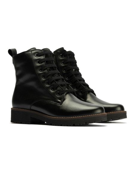 Pitillos - 10779 - NEGRO - 10779 - NEGRO - Botín Militar en Napa con cordones de mujer color negro - 2