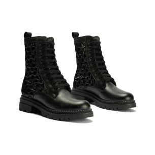 Pitillos - 10802 - NEGRO - 10802 - NEGRO - Botin Militar con Nylon con cremallera de mujer color negro - 1 2