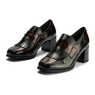 Pitillos - 10834 - NEGR-BURD - 10834 - NEGR-BURD - Abotinado Bicolor con flecos de mujer color negro/burdeos - 1 2
