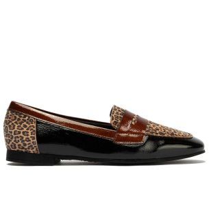 Pitillos - 10870 - NEGRO - 10870 - NEGRO - Mocasín Combinado en charol con leopardo de mujer color negro - 1