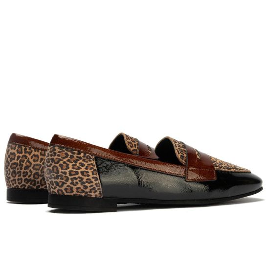 Pitillos - 10870 - NEGRO - 10870 - NEGRO - Mocasín Combinado en charol con leopardo de mujer color negro - 3