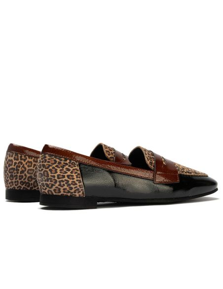 Pitillos - 10870 - NEGRO - 10870 - NEGRO - Mocasín Combinado en charol con leopardo de mujer color negro - 3