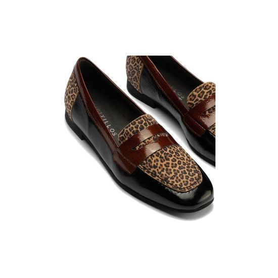 Pitillos - 10870 - NEGRO - 10870 - NEGRO - Mocasín Combinado en charol con leopardo de mujer color negro - 4