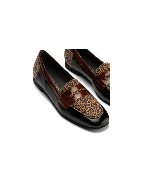 Pitillos - 10870 - NEGRO - 10870 - NEGRO - Mocasín Combinado en charol con leopardo de mujer color negro - 4