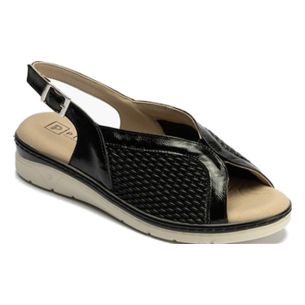 Pitillos - 11004 - NEGRO - 11004 - NEGRO - Sandalia plana en piel charol y elástico Negro - 1