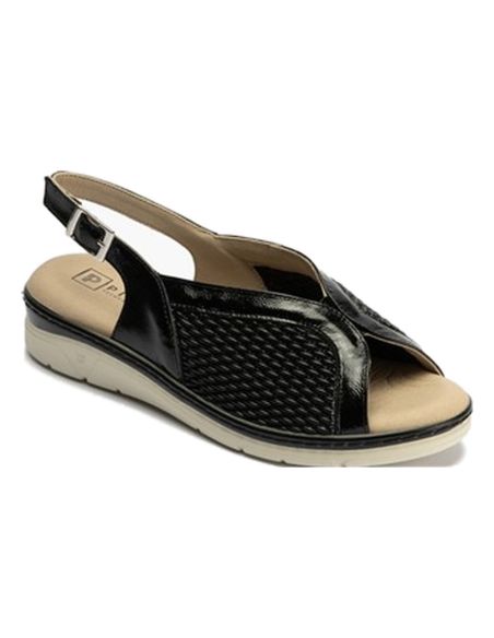 Pitillos - 11004 - NEGRO - 11004 - NEGRO - Sandalia plana en piel charol y elástico Negro - 1